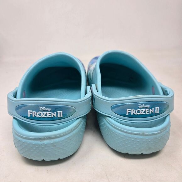 CROCS Disney Frozen II Clogs Girls J2 Ice Blue Slip On Shoes Iconic Comfort - Picture 6 of 10